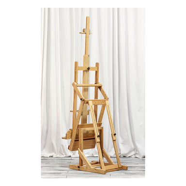 A BEST European Easel with a white curtain, featuring a versatile painting tray.
