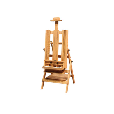 The BEST Halley Easel is a wooden artist's easel with adjustable height and multiple support bars, designed to hold canvases for painting. This versatile painting easel features a sturdy tripod base and a tray for art supplies.